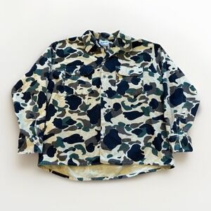 Bellcraft Shirt Men's L Duck Camo Button Down Chamois Flannel 70s Hunting Vtg